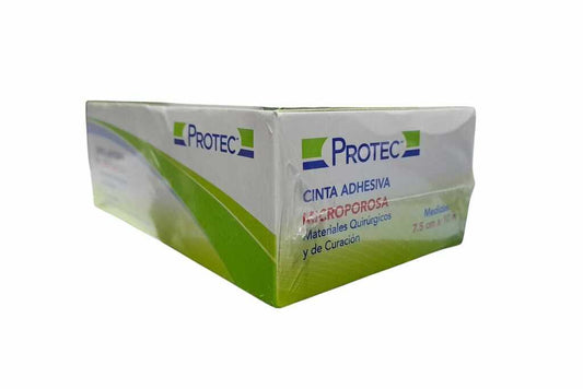 CINTA ADHESIVA MICROPOROSA PROTEC 7.50 CM X 10 M C/4 ROLLOS