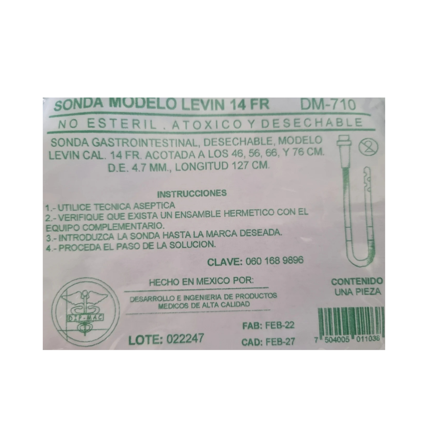 SONDA MODELO LEVIN 14FR DM-710