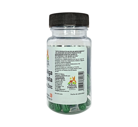 ALGA CHLORELLA CON ZINC 500MG C/30 CAPS.