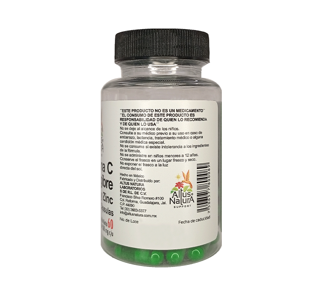 VITAMINA C , JENGIBRE Y ZINC C/60 CAP. 500MG