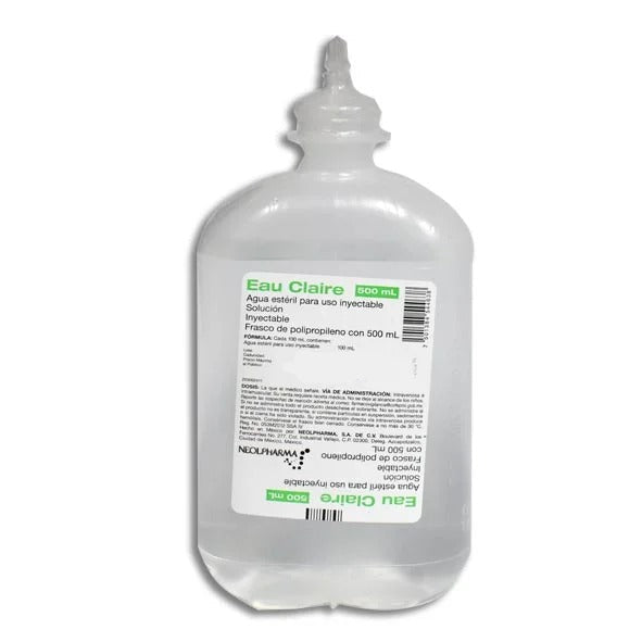 AGUA ESTERIL USO INYECTABLE 500 ML. EAU CLAIRE