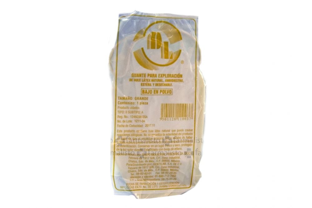 GUANTE LATEX EXPLORACION ESTERIL DL GRANDE C/1 PZA