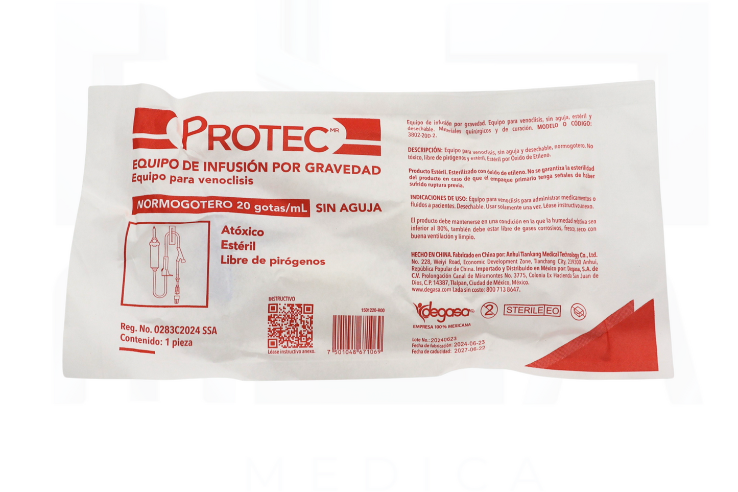 EQUIPO DE VENOCLISIS NORMOGOTERO SET DE INFUSION 20 GTS/20 ML.