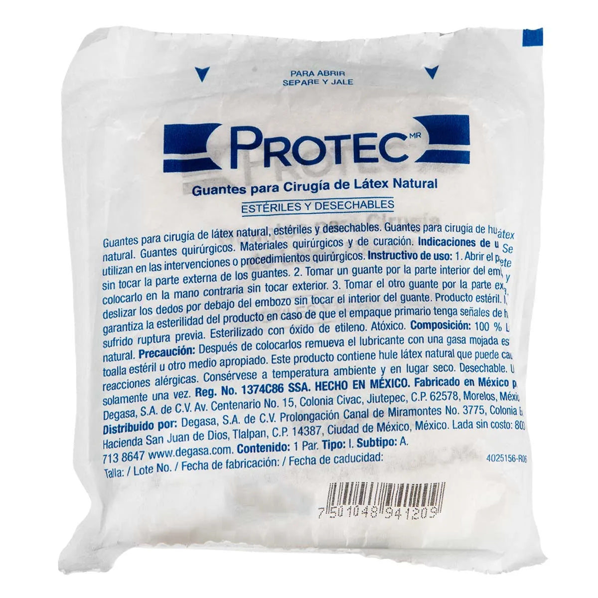 GUANTES LÁTEX CIRUGÍA ESTÉRIL TALLA 8-1/2 C/1 PAR.