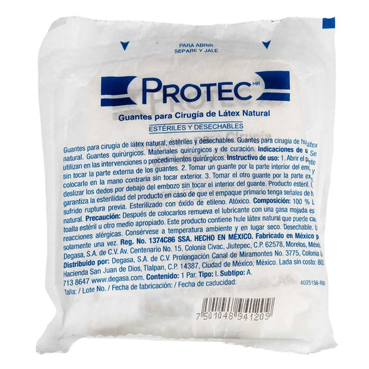 GUANTES LÁTEX CIRUGÍA ESTÉRIL TALLA 8-1/2 C/1 PAR.