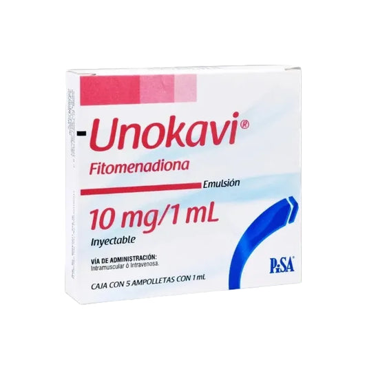 UNOKAVI EMULSIÓN INY. C/5 AMPTAS. 10 MG/1 ML.