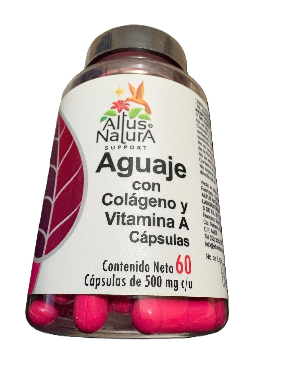 AGUJE CON COLAGENO Y VITAMINA A CAPS. C/60 500MG