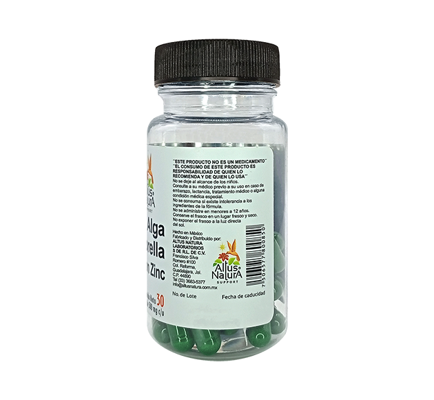 ALGA CHLORELLA CON ZINC 500MG C/30 CAPS.