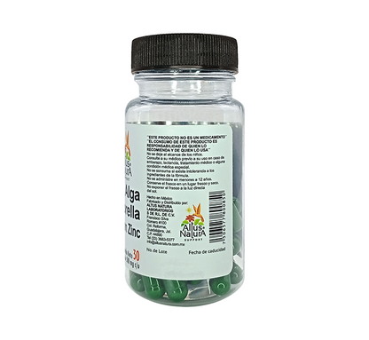 ALGA CHLORELLA CON ZINC 500MG C/30 CAPS.