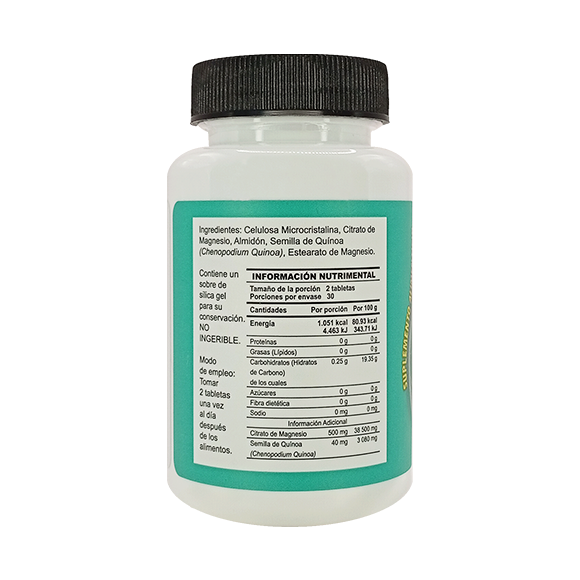 CITRATO DE MAGNESIO CON QUINOA 650MG C/60 CAPSULAS.