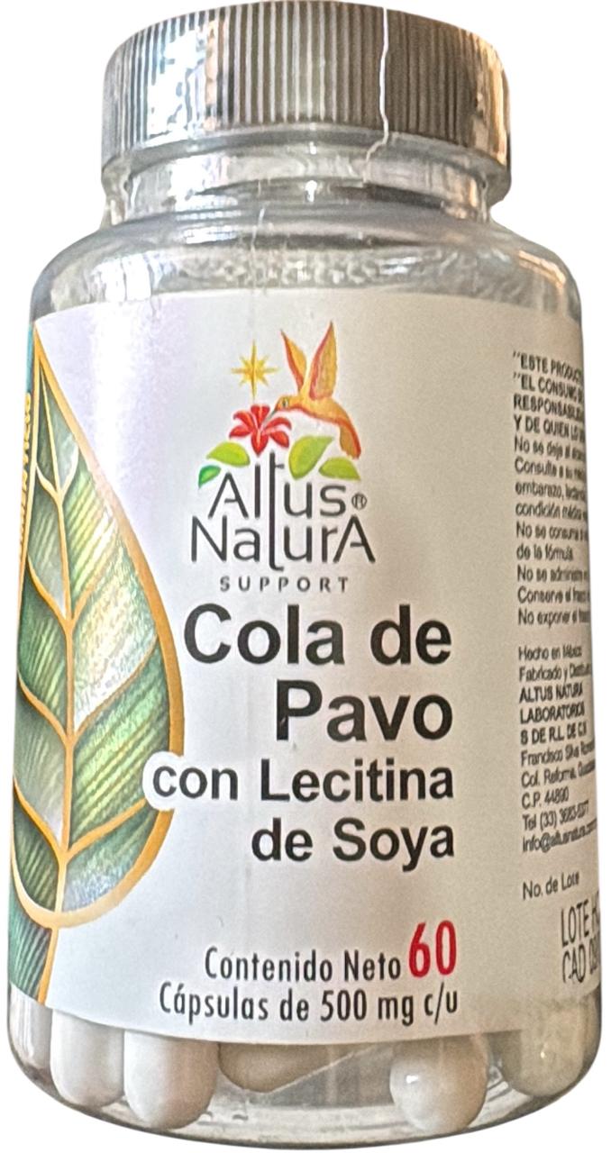COLA DE PAVO CON LECITINA  DE SOYA 500 MG C/60 CAPS.