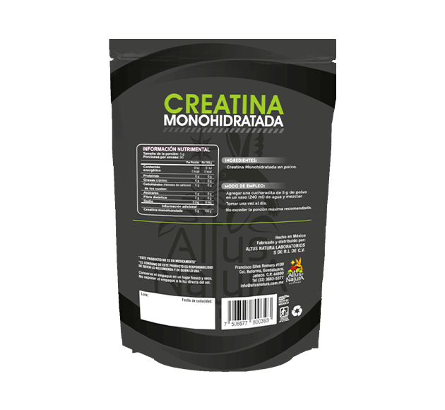 CREATINA MONOHIDRATADA SIN SABOR 450 GR.