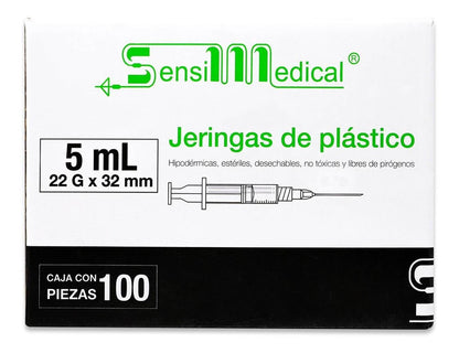 JERINGA DE 5 ML C/ AGUJA 22G X 32MM (NEGRA) C/100