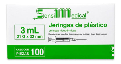 JERINGA DE 3 ML C/ AGUJA 21G X 32MM (VERDE) C/100.