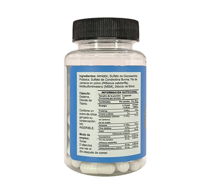 GLUCOSAMINA/CONDROITINA/MSM Y FLOR DE JAMAICA CAPS 500MG C/60.