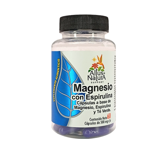MAGNESIO CON ESPIRULINA CAP A BASE DE MAGNESIO/ESPIRULINA Y TE VERDE 500MG C/60 CAP