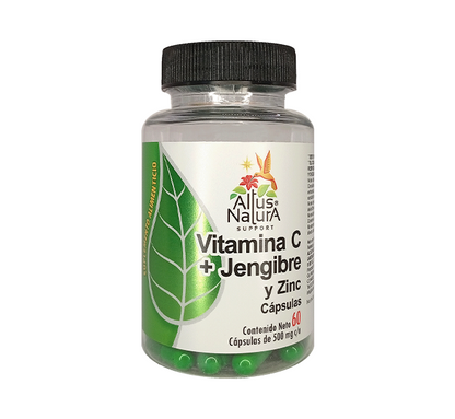 VITAMINA C , JENGIBRE Y ZINC C/60 CAP. 500MG