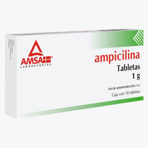 AMPICILINA C/10 TABLETAS 1 G.