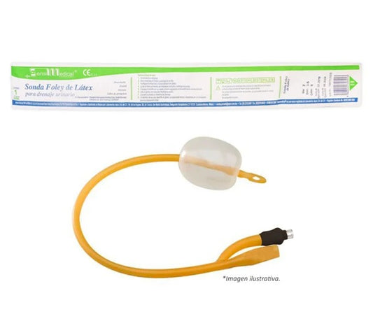 SONDA FOLEY DE LATEX, DE 2 VIAS, GLOBO 5ML CALIBRE 8FR PEDIATRICA.