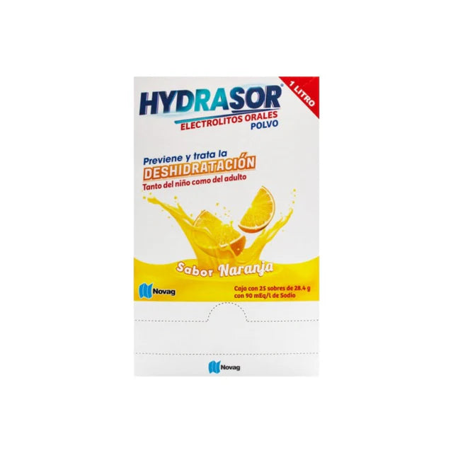 HYDRASOR POLVO Sabor NARANJA Exhib. c/25 SOBS. 28.4 G.